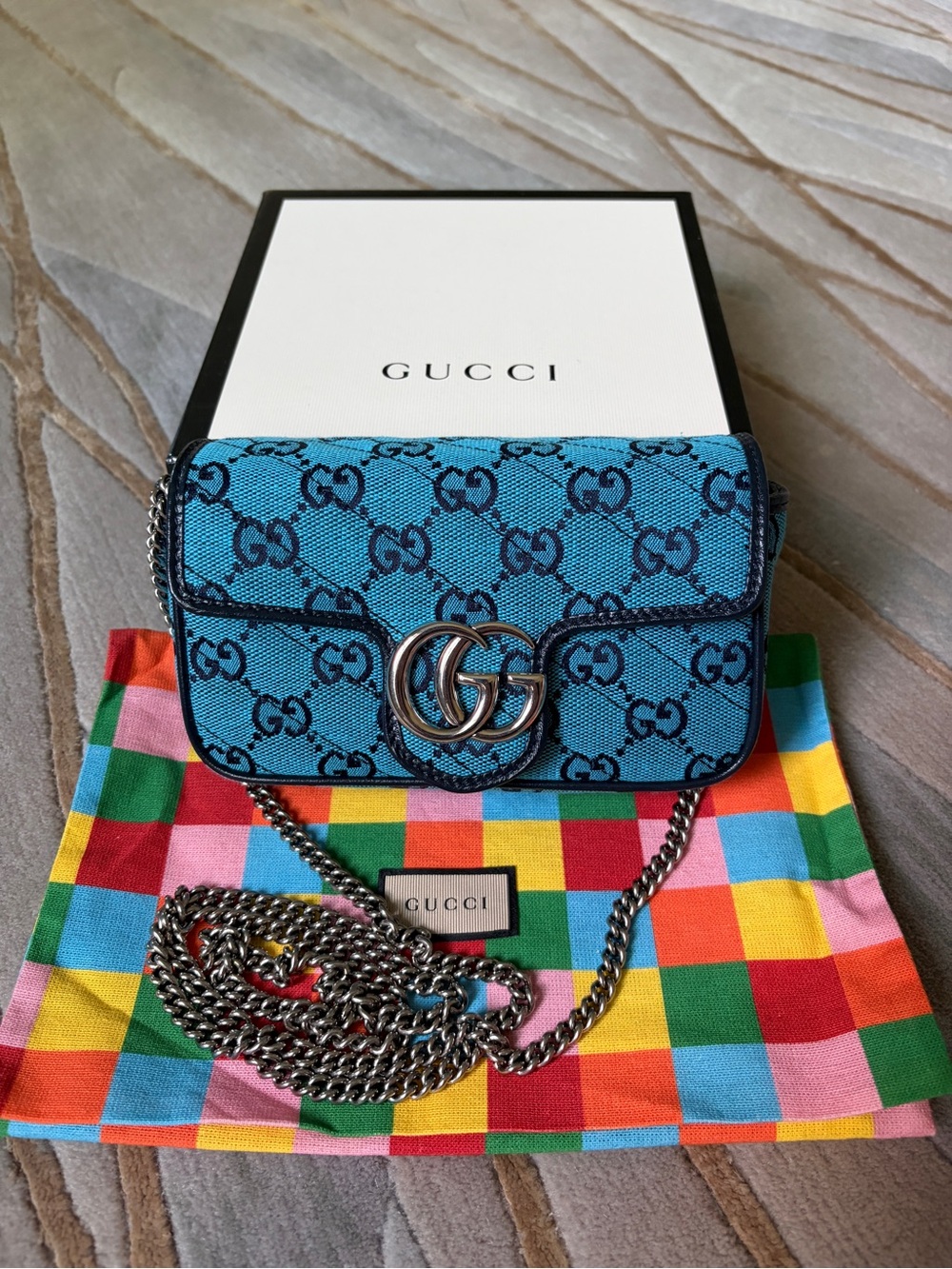 Gucci Turquoise GG Marmont Mini Crossbody Bag